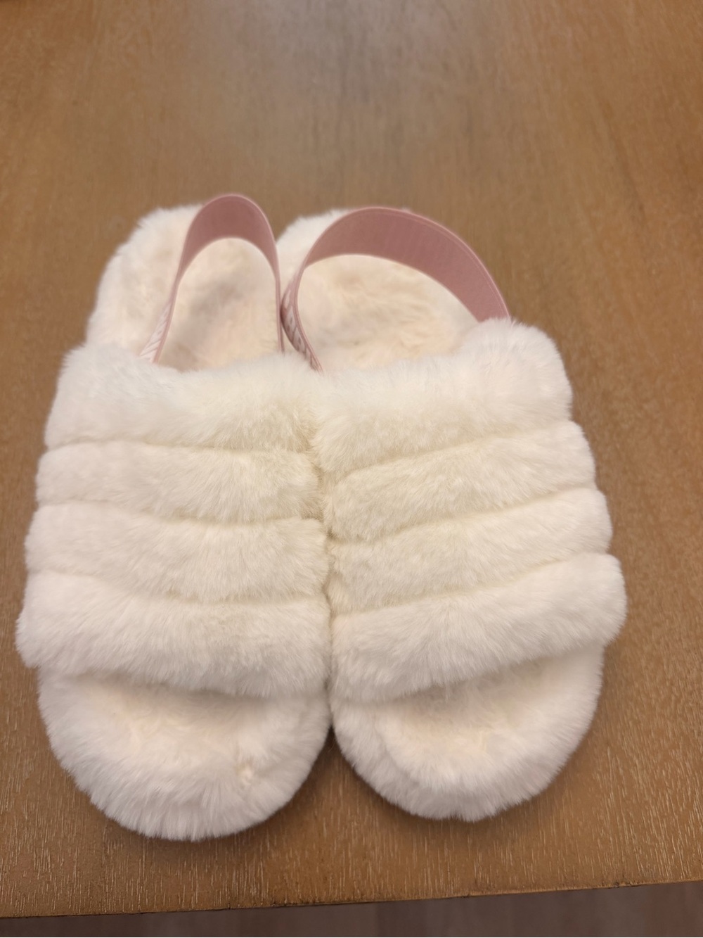 Plush Cream Faux Fur Slingback Slides